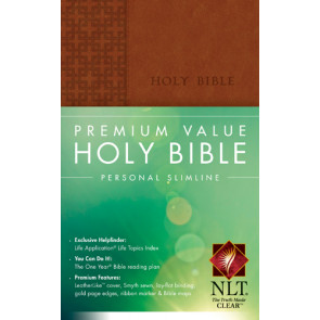 Premium Value Personal Slimline Bible NLT - LeatherLike Brown With ribbon marker(s)