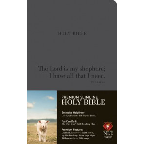 Premium Slimline Bible NLT,  Psalm 23 - LeatherLike Charcoal With ribbon marker(s)