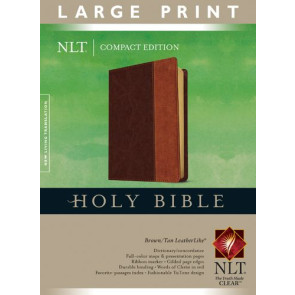 Compact Edition Bible NLT, Large Print, TuTone (Red Letter, LeatherLike, Brown/Tan) - LeatherLike Brown/Tan With ribbon marker(s)