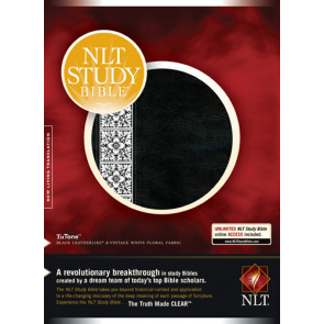 NLT Study Bible, Floral TuTone (Red Letter, LeatherLike, Black/Vintage Cream Floral Fabric, Indexed) - LeatherLike Black/Vintage Cream Floral Fabric/Multicolor With thumb index and ribbon marker(s)