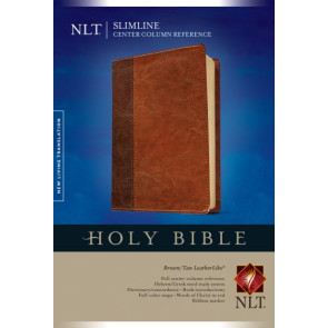 Slimline Center Column Reference Bible NLT, TuTone (LeatherLike, Brown/Tan, Red Letter) - LeatherLike Brown/Tan With ribbon marker(s)