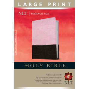 Holy Bible NLT, Personal Size Large Print edition, TuTone (Red Letter, LeatherLike, Pink/Brown) - LeatherLike Brown/Multicolor/Pink With ribbon marker(s)