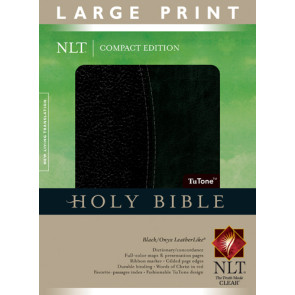 Compact Edition Bible NLT, Large Print, TuTone  - LeatherLike Black With thumb index and ribbon marker(s)