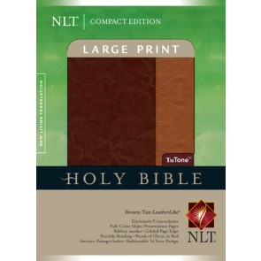 Compact Edition Bible NLT, Large Print, TuTone (Red Letter, LeatherLike, Brown/Tan, Indexed) - LeatherLike Brown/Tan With thumb index and ribbon marker(s)