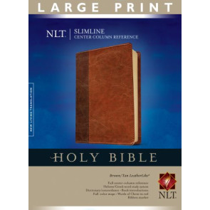 Slimline Center Column Reference Bible NLT, Large Print, TuTone (Red Letter, LeatherLike, Brown/Tan) - LeatherLike Brown/Tan With ribbon marker(s)