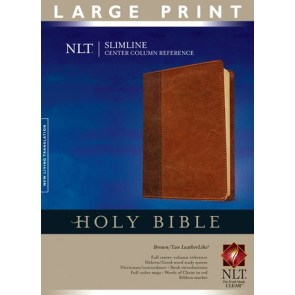 Slimline Center Column Reference Bible NLT, Large Print, TuTone (LeatherLike, Brown/Tan, Indexed, Red Letter) - LeatherLike With thumb index and ribbon marker(s)