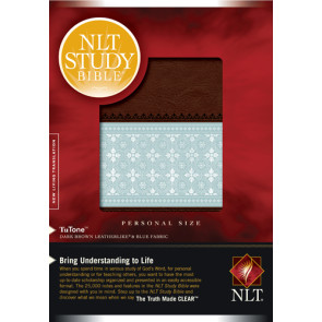 NLT Study Bible, Personal Size, TuTone (LeatherLike, Dark Brown/Blue Fabric) - LeatherLike Blue Fabric/Dark Brown/Multicolor With ribbon marker(s)