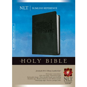 Slimline Reference Bible NLT (Red Letter, LeatherLike, Jeremiah 29:11 Ebony) - LeatherLike Jeremiah 29:11 Ebony With ribbon marker(s)
