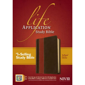 NIV Life Application Study Bible, Second Edition, TuTone (Red Letter, LeatherLike, Brown/Tan, Indexed) - LeatherLike Brown/Multicolor/Tan With thumb index and ribbon marker(s)