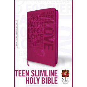 Teen Slimline Bible NLT (Red Letter, LeatherLike, Hot Pink) - LeatherLike Hot Pink With ribbon marker(s)