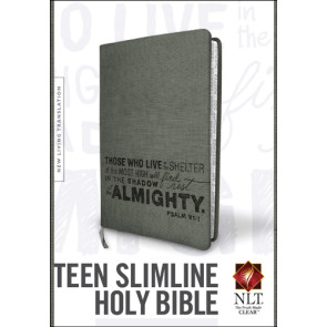 Teen Slimline Bible NLT (Red Letter, LeatherLike, Charcoal) - LeatherLike Charcoal With ribbon marker(s)
