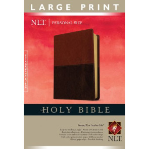 Holy Bible NLT, Personal Size Large Print edition, TuTone (Red Letter, LeatherLike, Brown/Tan) - LeatherLike Brown/Multicolor/Tan With ribbon marker(s)