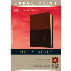 Holy Bible NLT, Personal Size Large Print edition, TuTone (Red Letter, LeatherLike, Brown/Tan, Indexed) - LeatherLike Brown/Multicolor/Tan With thumb index and ribbon marker(s)