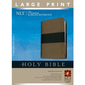 Premium Slimline Reference Bible NLT, Large Print, TuTone (Red Letter, LeatherLike, Taupe/Black) - LeatherLike Black/Taupe With ribbon marker(s)