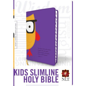 Kids Slimline Bible NLT, TuTone (LeatherLike, Purple/Yellow Owl, Red Letter) - LeatherLike Purple/Yellow Owl With ribbon marker(s)
