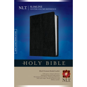 Slimline Center Column Reference Bible NLT (Red Letter, Bonded Leather, Black) - Premium Bonded Leather Black With ribbon marker(s)