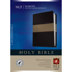 Slimline Center Column Reference Bible NLT, TuTone  - LeatherLike Black/Taupe With thumb index and ribbon marker(s)