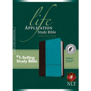 NLT Life Application Study Bible, Second Edition, Personal Size  - LeatherLike Dark Brown/Teal With thumb index and ribbon marker(s)