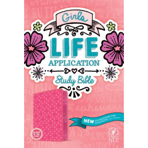 NLT Girls Life Application Study Bible  - LeatherLIke Pink/Glow With ribbon marker(s)
